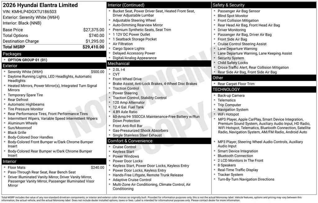2026 Hyundai Elantra - $24,993