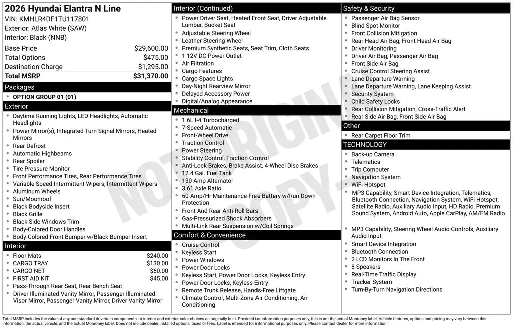 2026 Hyundai Elantra - $27,923
