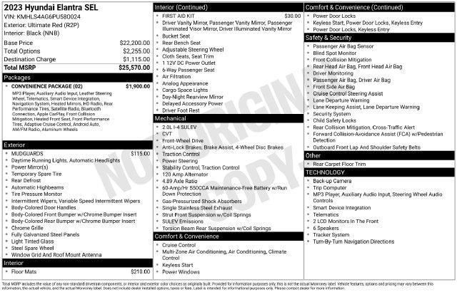 2023 Hyundai ELANTRA SEL — photo 1 of 12