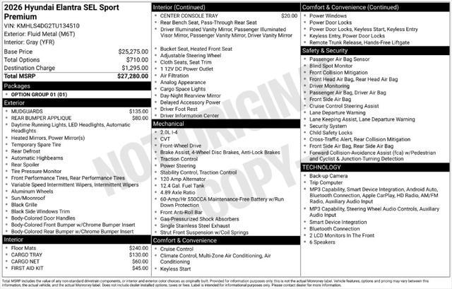 2026 Hyundai Elantra - $23,559