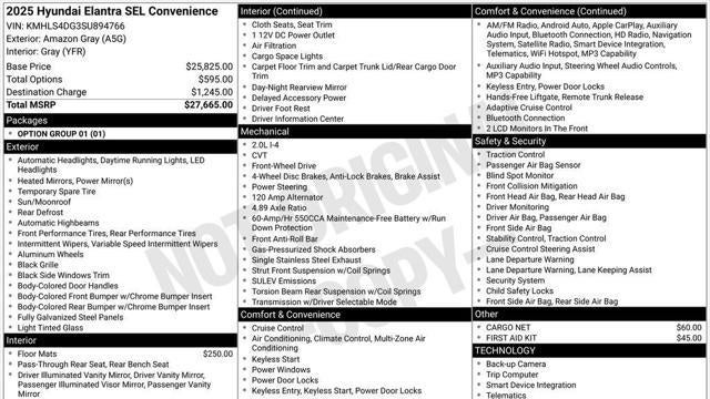 2025 Hyundai ELANTRA SEL Convenience