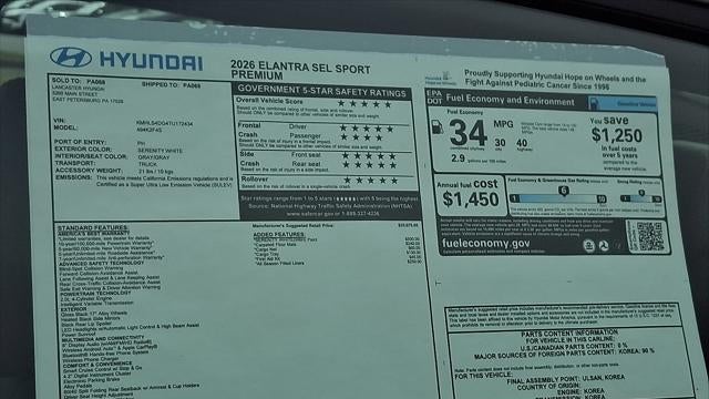 2026 Hyundai ELANTRA SEL Sport Premium