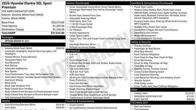 2026 Hyundai ELANTRA SEL Sport Premium