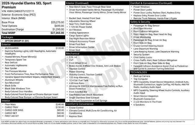 2026 Hyundai Elantra - $23,255