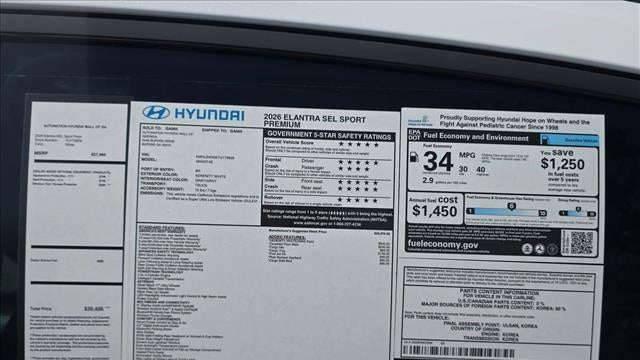 2026 Hyundai ELANTRA SEL Sport Premium