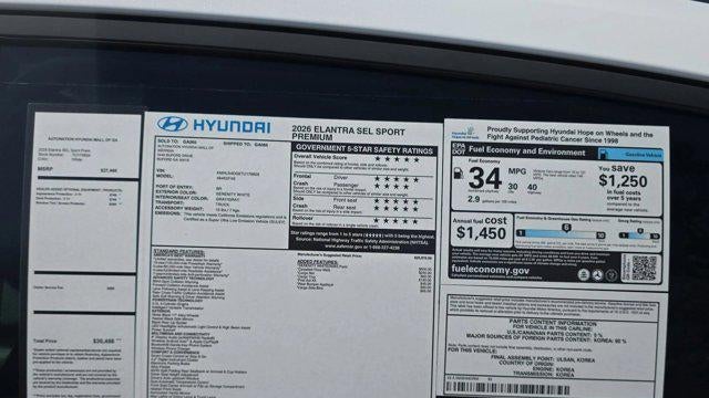 2026 Hyundai ELANTRA SEL Sport Premium