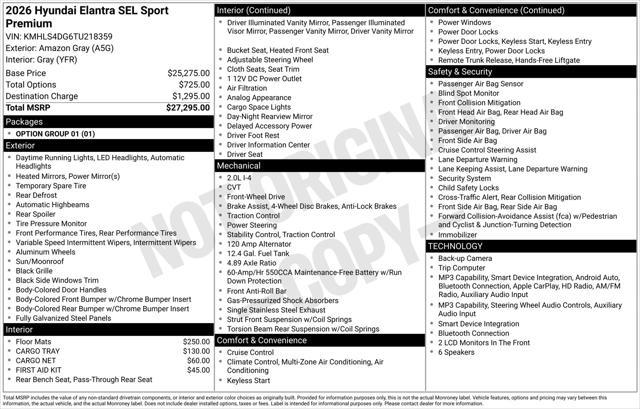 2026 Hyundai Elantra - $22,753