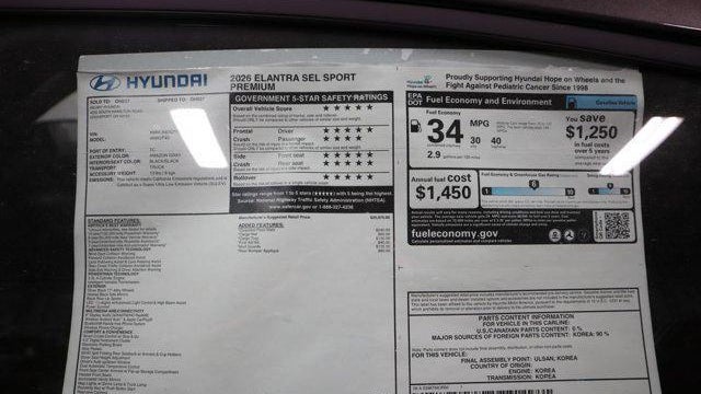 2026 Hyundai ELANTRA SEL Sport Premium