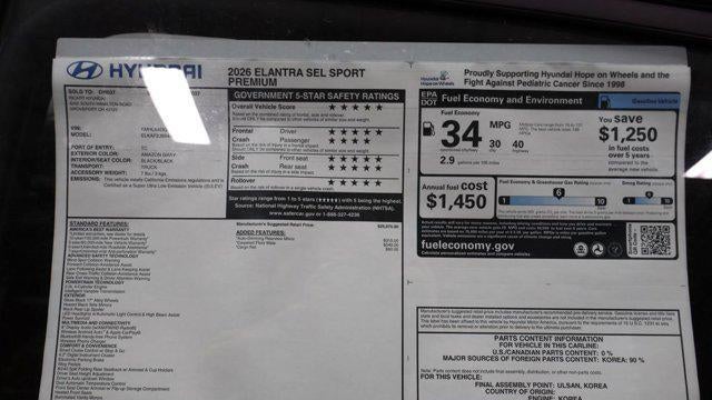 2026 Hyundai ELANTRA SEL Sport Premium