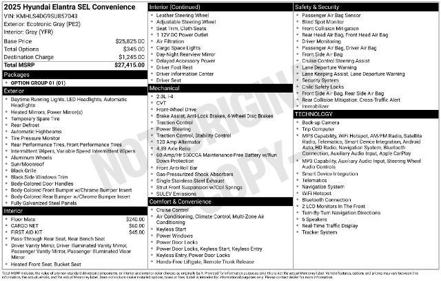 2025 Hyundai ELANTRA SEL Convenience — photo 1 of 8
