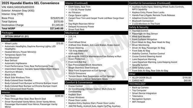 2025 Hyundai ELANTRA SEL Convenience