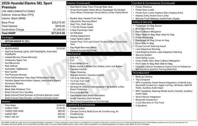 2026 Hyundai Elantra - $22,890