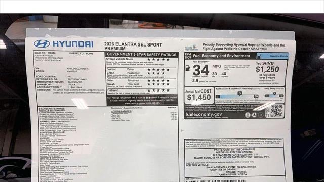 2026 Hyundai ELANTRA SEL Sport Premium