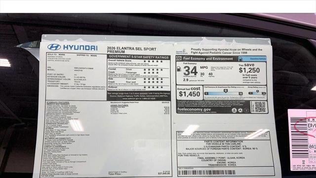 2026 Hyundai ELANTRA SEL Sport Premium