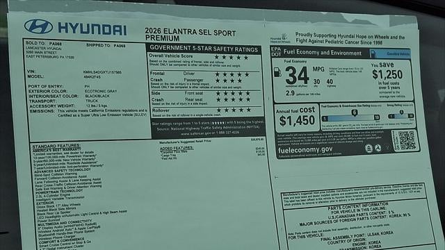 2026 Hyundai ELANTRA SEL Sport Premium