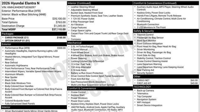 2026 Hyundai ELANTRA N Base