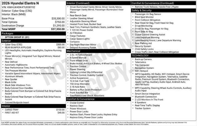 2026 Hyundai Elantra - $32,900