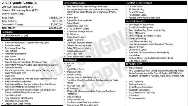 2026 Hyundai VENUE SE