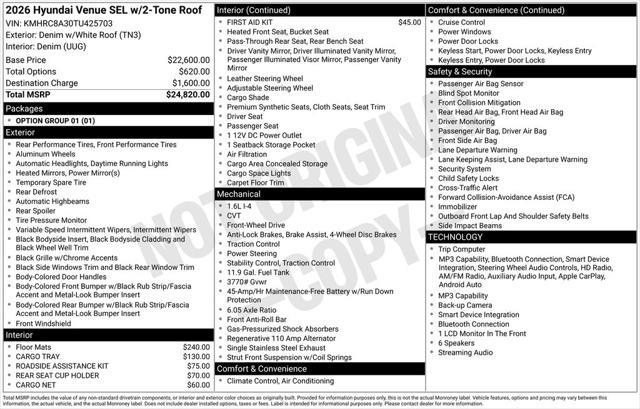 2026 Hyundai Venue - $22,542
