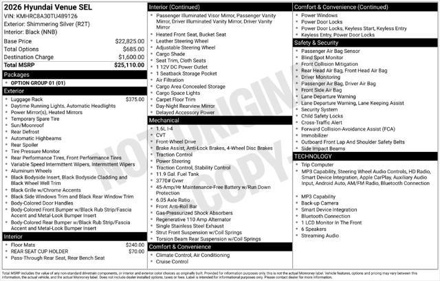 2026 Hyundai Venue - $24,484