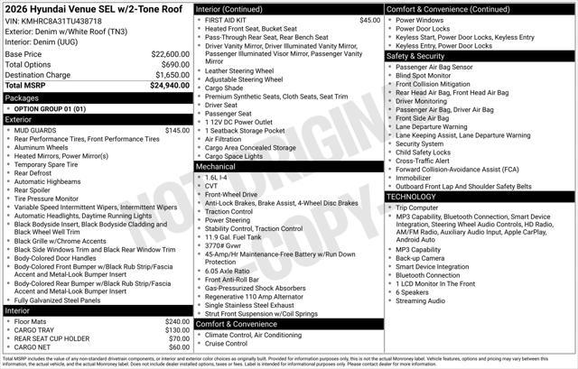 2026 Hyundai Venue - $20,969