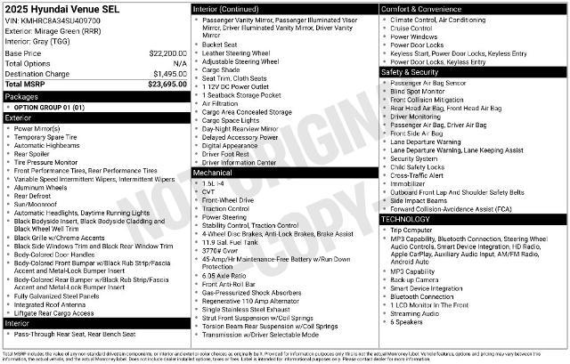 2025 Hyundai Venue - $19,793