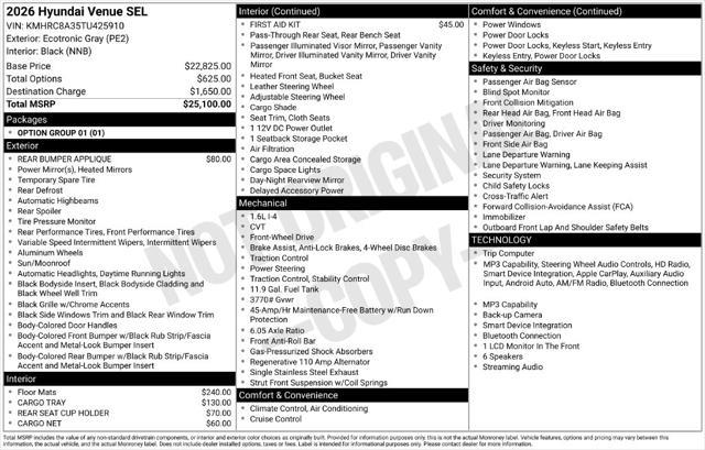 2026 Hyundai Venue - $21,900