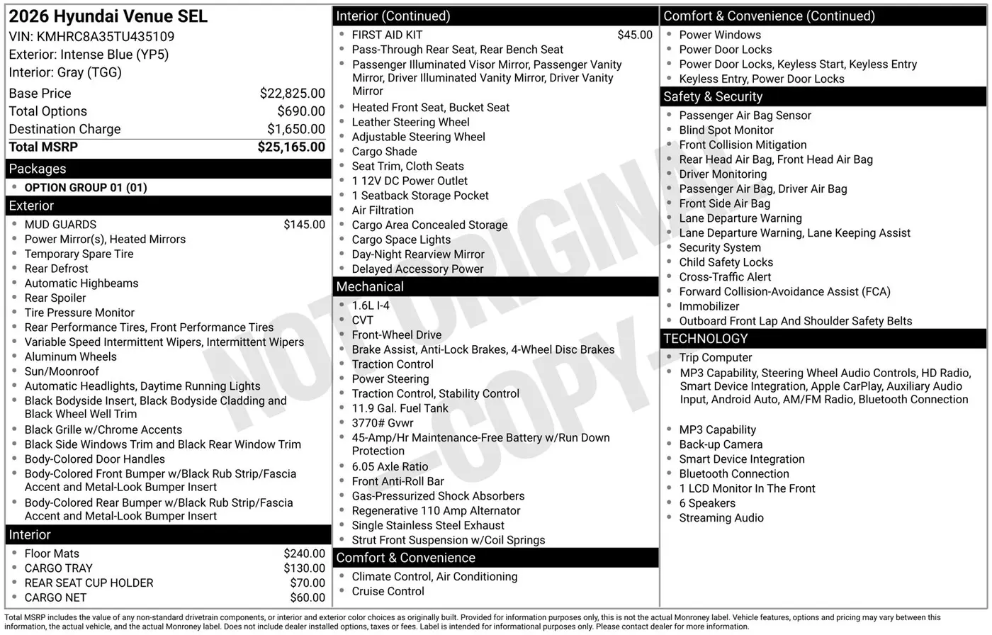 2026 Hyundai Venue - $20,893