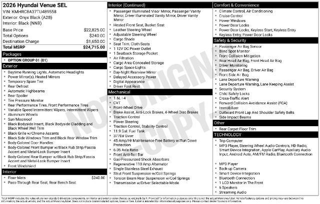 2026 Hyundai Venue - $21,291