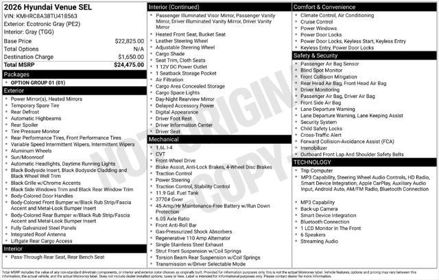 2026 Hyundai Venue - $22,571