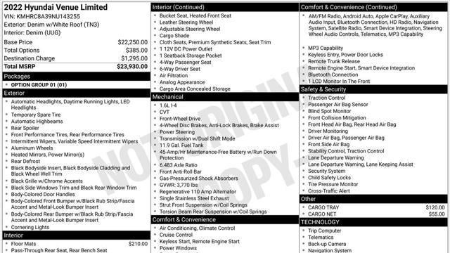 2022 Hyundai VENUE Limited