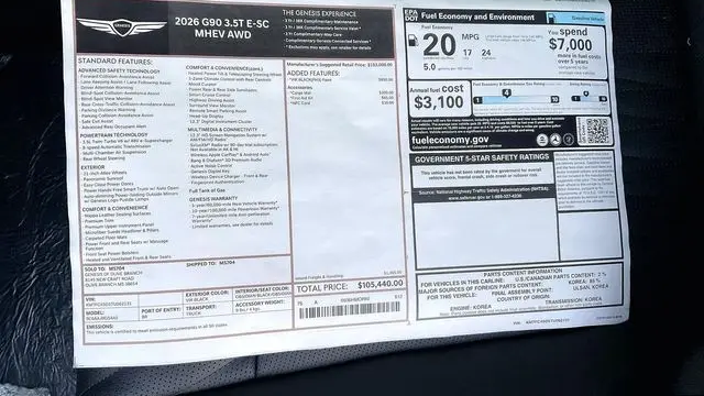 2026 Genesis G90 3.5T e-Supercharger