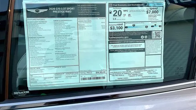 2026 Genesis G70 3.3T Sport Prestige