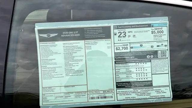 2026 Genesis G80 2.5T Advanced