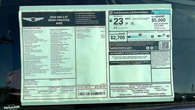 2026 Genesis G80 2.5T Sport Prestige