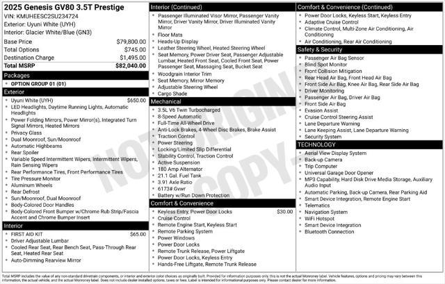 2025 Genesis GV80 - $61,728