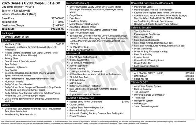 2026 Genesis GV80 - $79,809