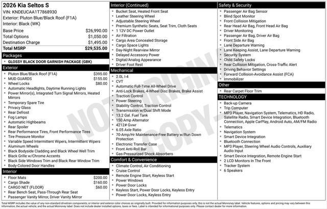 2026 Kia Seltos - $27,990
