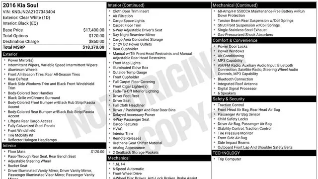 Preowned 2016 Kia Soul Base for Sale