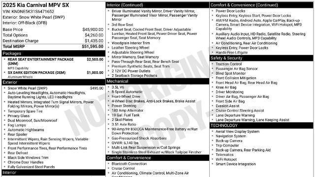 2025 Kia Carnival SX