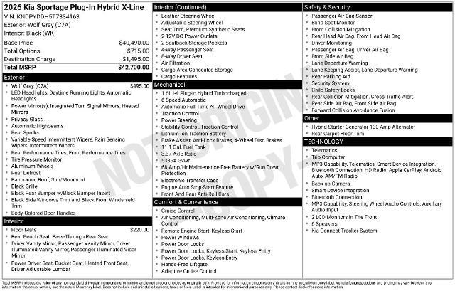 2026 Kia Sportage - $37,991