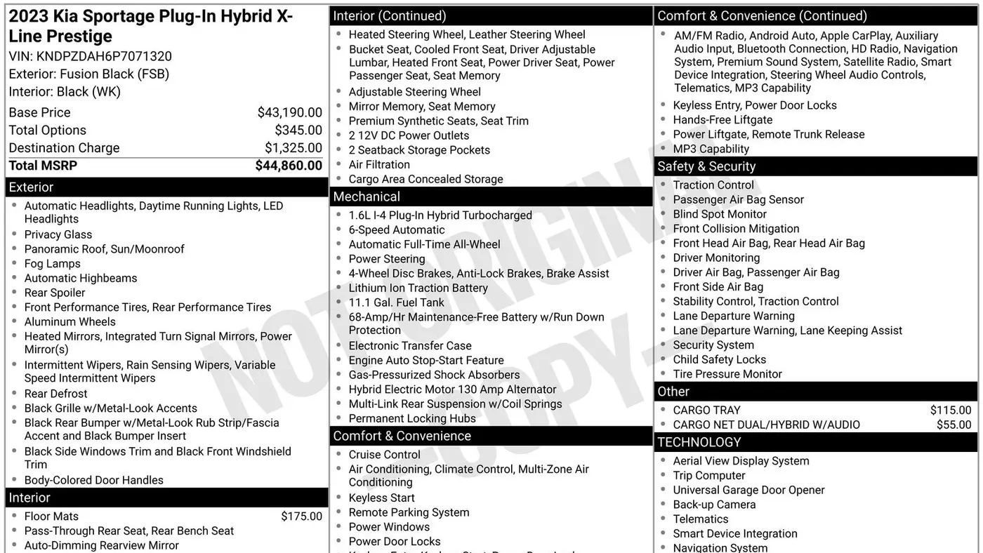 2023 Kia Sportage Plug-In Hybrid X-Line Prestige