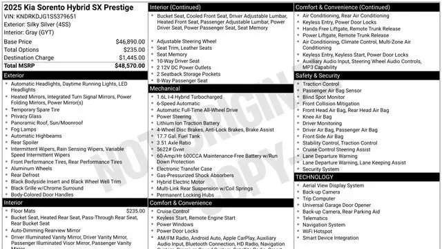 2025 Kia Sorento Hybrid SX Prestige