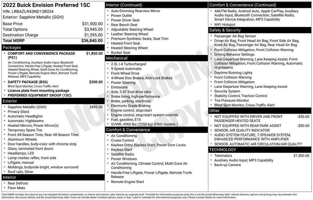 2022 Buick Envision - $22,548