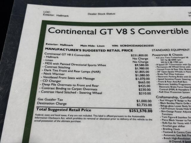 2016 Bentley Continental - $89,900