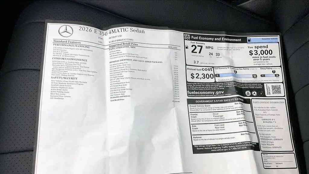 2026 Mercedes-Benz E-Class E 350 4MATIC