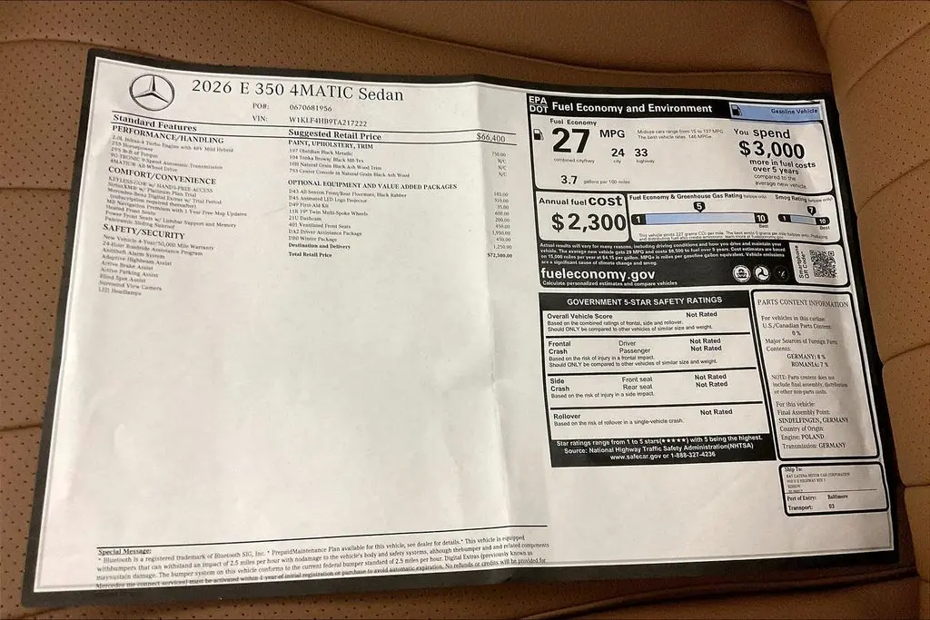 2026 Mercedes-Benz E-Class - $64,999