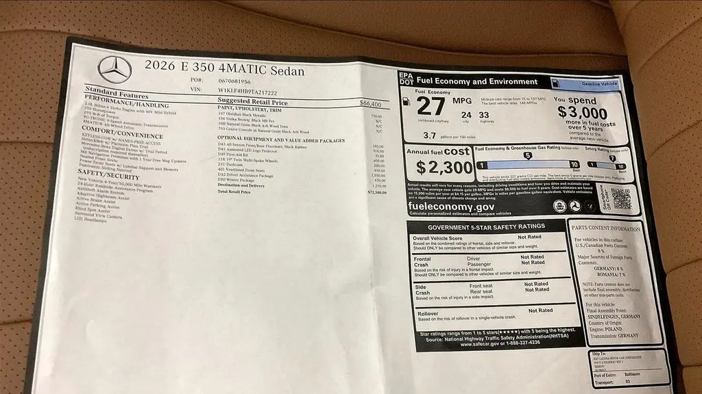 2026 Mercedes-Benz E-Class E 350 4MATIC