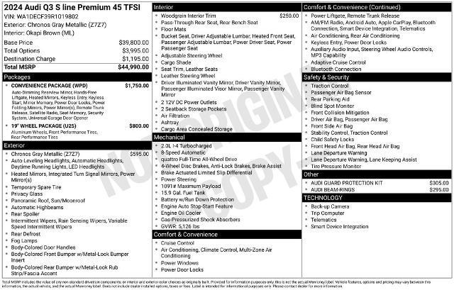 2024 Audi Q3 quattro S line Premium 45 TFSI — photo 1 of 24