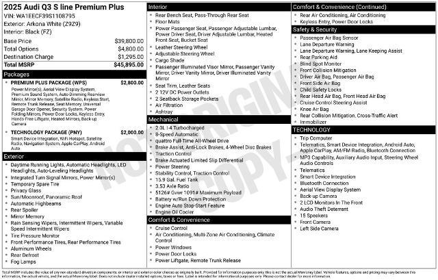 2025 Audi Q3 quattro S line Prem Plus 45 TFSI — photo 1 of 4